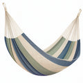 Amaca 200 x 100 cm in cotone blu verde e beige - sospesa a righe