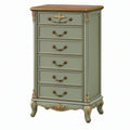Cassettiera 65 x 40 x 120 cm in legno verde salvia con 6 cassetti stile classico
