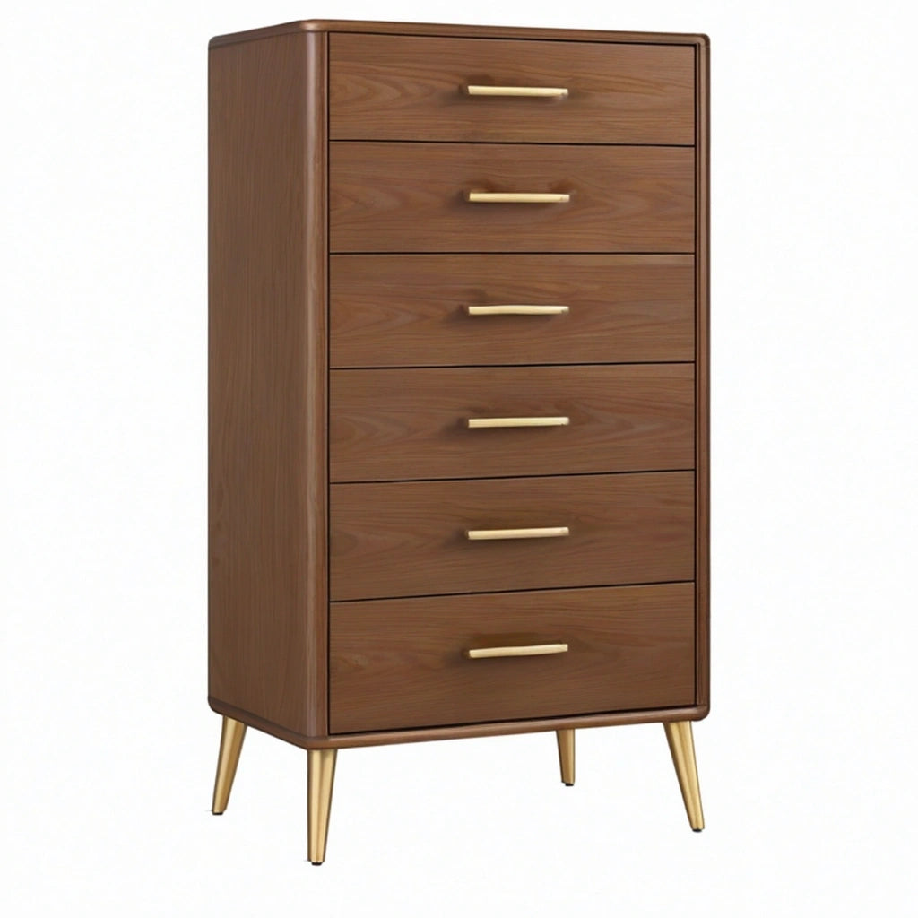 Cassettiera 80 x 40 x 140 cm in legno marrone con sei cassetti stile retrò