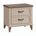 Comodino 50 x 40 x 60 cm in legno beige e noce con 2 cassetti stile classico