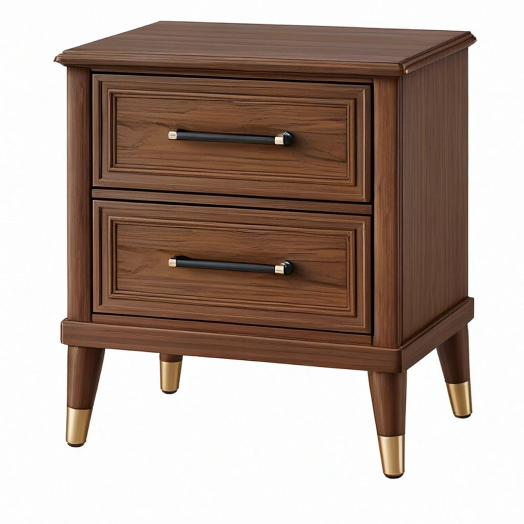 Comodino 50 x 40 x 60 cm in legno marrone con 2 cassetti stile classico