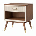Comodino 50 x 40 x 60 cm in legno marrone e bianco con cassetto e vano a giorno