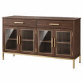 Credenza 180 x 45 x 90 cm in legno marrone con vetro e metallo stile moderno