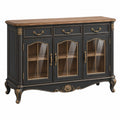 Credenza vetrina 160 x 45 x 95 cm in legno nero e marrone stile classico