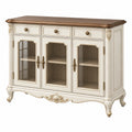 Credenza 160 x 45 x 100 cm in legno avorio e marrone con ante vetrate stile classico
