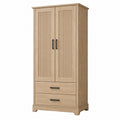 Armadio guardaroba 90 x 55 x 190 cm in legno rovere chiaro con ante e cassetti stile moderno
