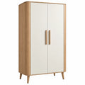 Armadio 100 x 55 x 180 cm in legno beige e bianco - due ante stile nordico