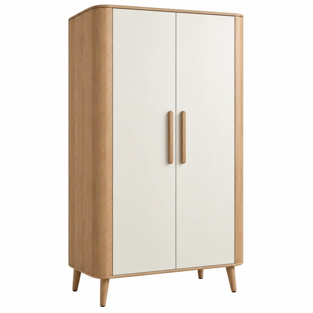 Armadio 100 x 55 x 180 cm in legno beige e bianco - due ante stile nordico