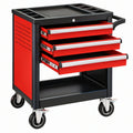 Carrello portautensili 80 x 45 x 95 cm in acciaio rosso e nero con 3 cassetti e ruote