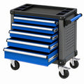 Carrello portautensili 78 x 46 x 95 cm in metallo blu e nero con 5 cassetti per officina
