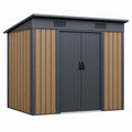 Casetta da giardino 213 x 130 x 173 cm in metallo grigio antracite e effetto legno - deposito esterno con doppia porta