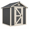 Casetta da giardino 180 x 120 x 200 cm in resina grigio antracite e beige con porta a battente