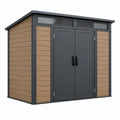 Casetta da giardino 200 x 100 x 180 cm in metallo effetto legno marrone e antracite - doppia porta